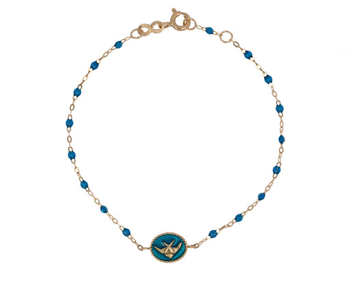 Angelfish Charm Sapphire Blue Resin Beaded Bracelet
