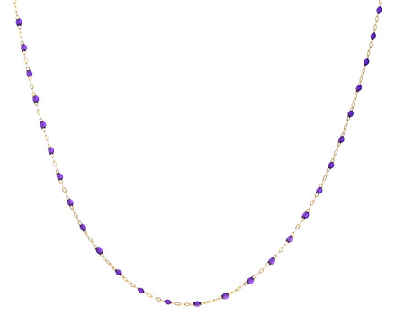 Short Violet Resin Beaded Necklace
