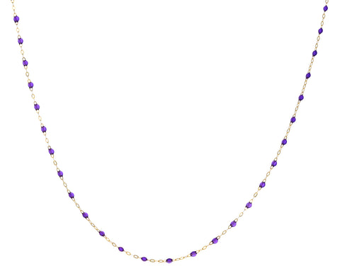 Short Violet Resin Beaded Necklace
