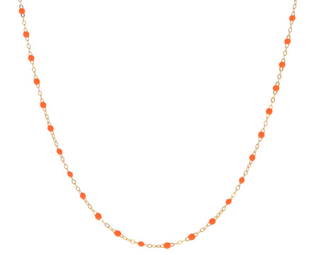 Short Neon Orange Resin Beaded Necklace