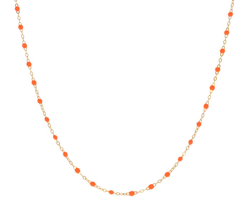Short Neon Orange Resin Beaded Necklace