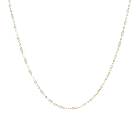 Short White Resin Beaded Necklace