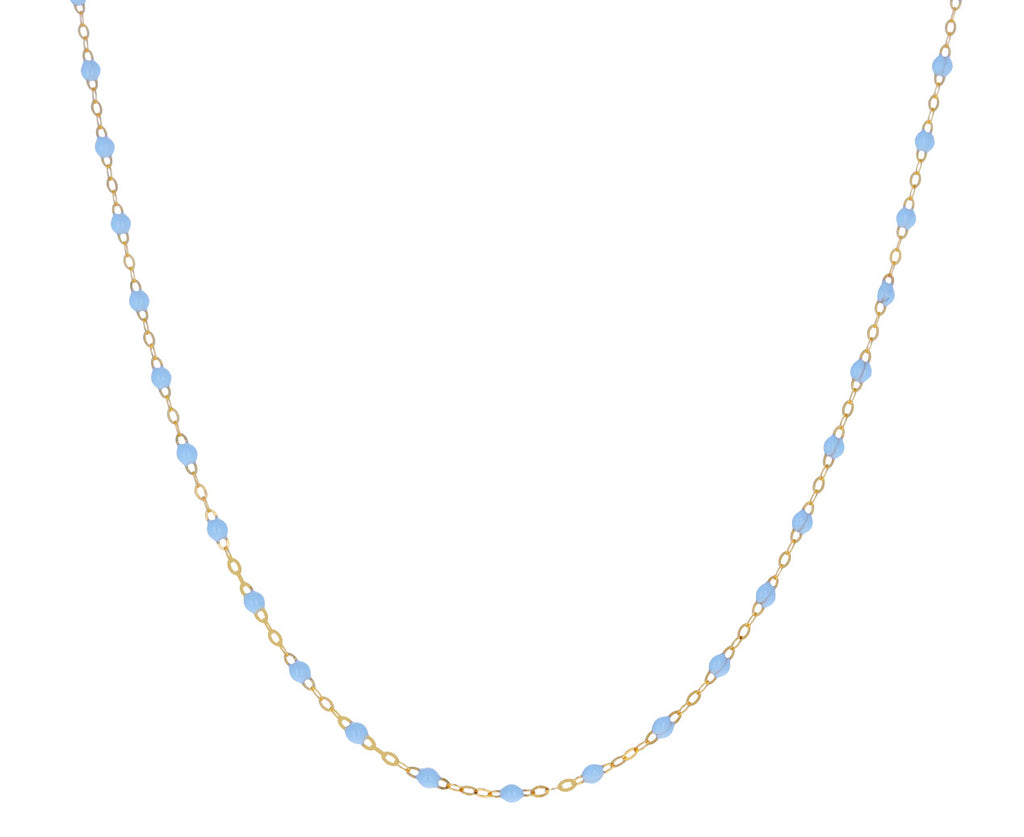 Short Baby Blue Resin Beaded Necklace