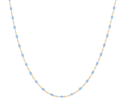 Short Baby Blue Resin Beaded Necklace