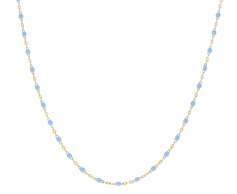 Short Baby Blue Resin Beaded Necklace