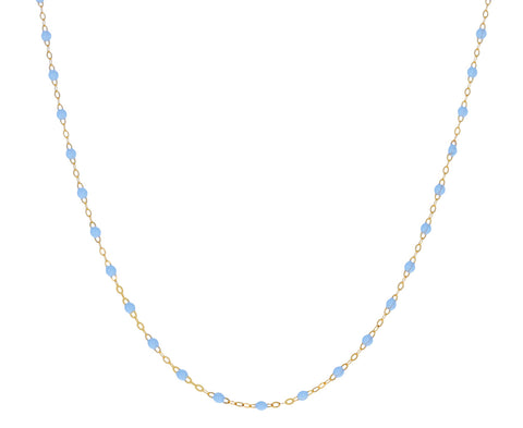 Short Baby Blue Resin Beaded Necklace