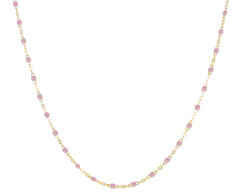 Short Baby Pink Resin Beaded Necklace