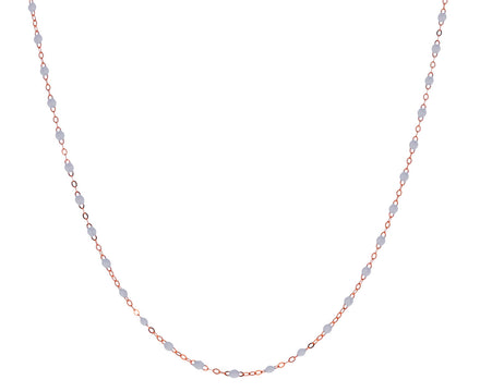 Short Rose Gold White Resin Beaded Necklace