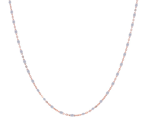 Short Rose Gold White Resin Beaded Necklace