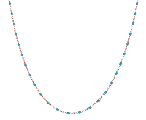 Short Rose Gold Green Turquoise Resin Beaded Necklace