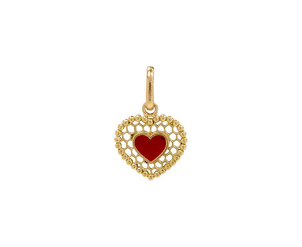 Poppy Red Enamel Lace Heart Charm ONLY