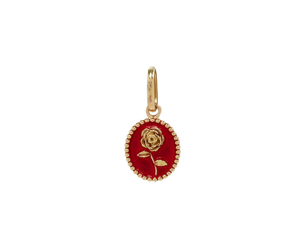 Poppy Red Enamel Rose Charm ONLY