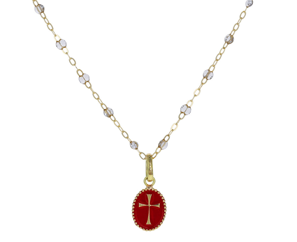 Poppy Enamel Oval Cross Pendant ONLY