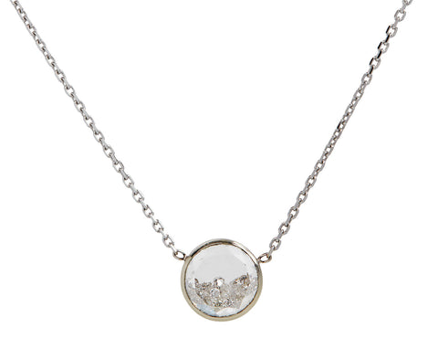 Moritz Glik White Gold Round Diamond Kaleidoscope Shaker Pendant Necklace