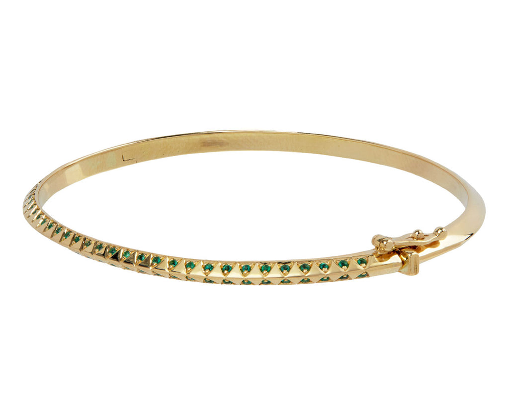 Harwell Godfrey Skinny Emerald Talisman Bangle Bracelet Side View