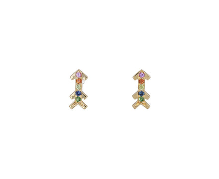 Rainbow Sapphire Arrow Stud Earrings
