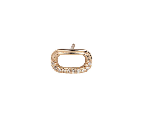 Hirotaka Beluga Oblong Half Diamond SINGLE Stud Earring