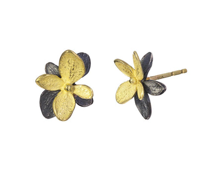 Gold and Blackened Silver Hydrangea Earrings - TWISTonline 