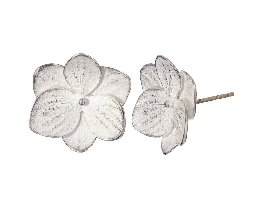 Silver Hydrangea Flower Twin Post Earrings - TWISTonline