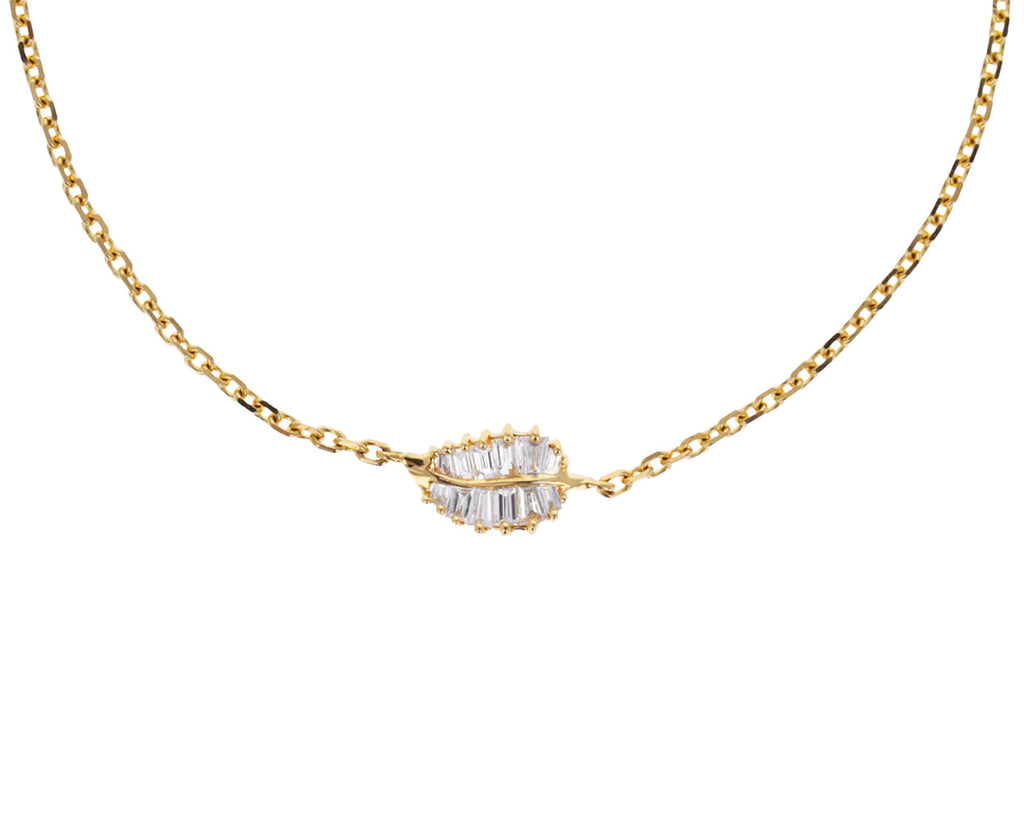 Anita Ko Yellow Gold Baguette Palm Leaf Bracelet Close Up