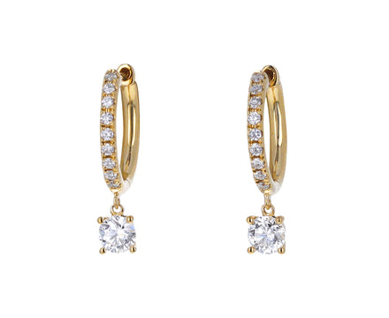 Anita Ko Diamond Huggie Hoop Earrings with Round Diamond Drops