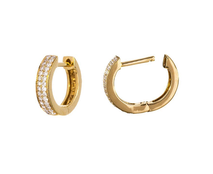 Double Row Diamond Huggie Hoops - TWISTonline