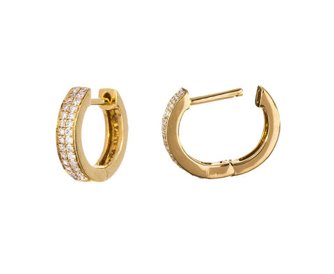 Double Row Diamond Huggie Hoops - TWISTonline 