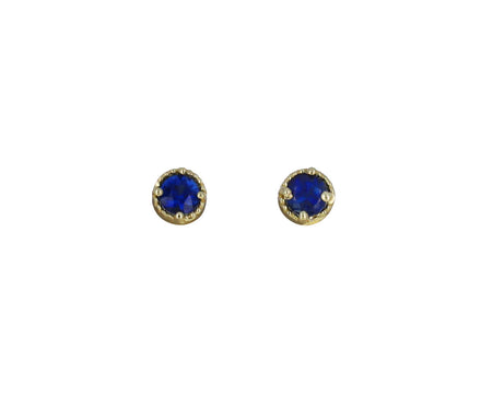 Blue Sapphire Milgrain Stud Earrings