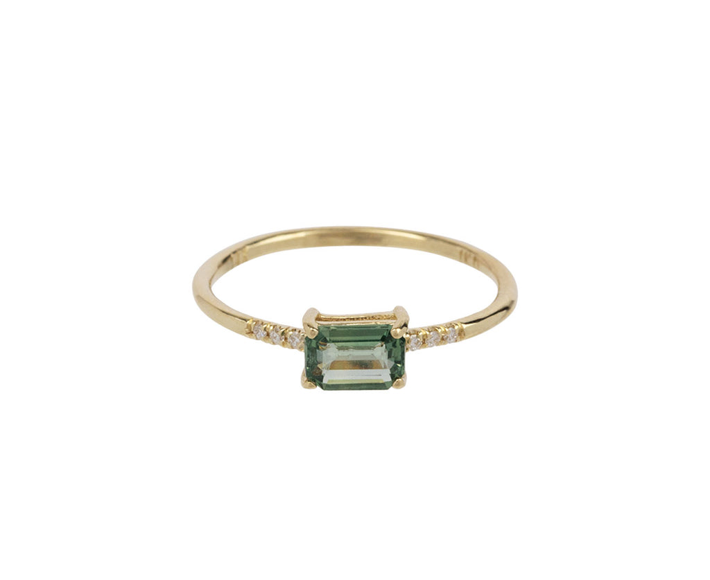 East West Set Green Sapphire Equilibrium Ring