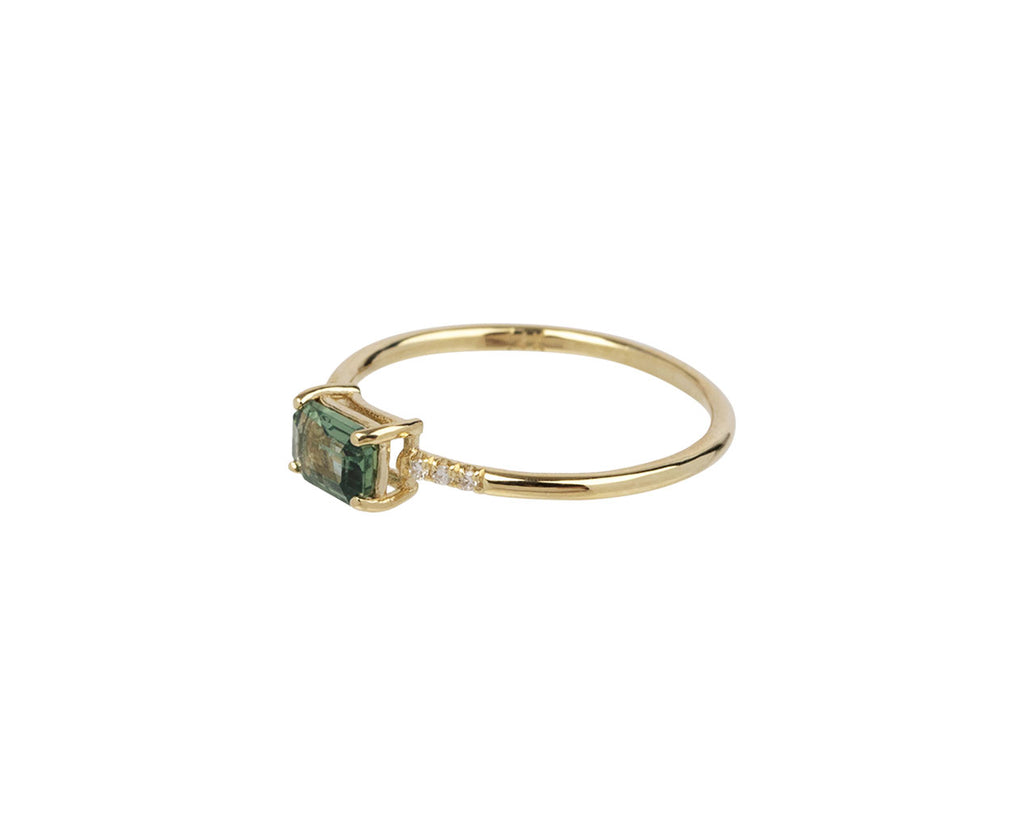 East West Set Green Sapphire Equilibrium Ring