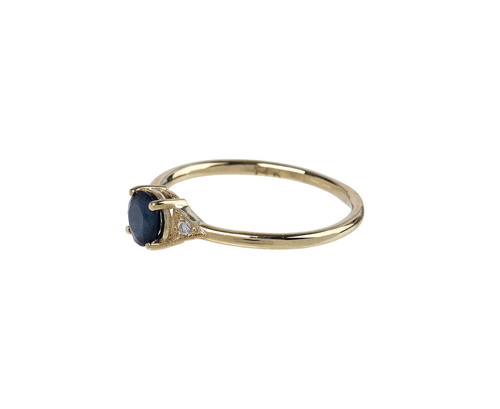 Jennie Kwon Blue Sapphire and Diamond Deco Ring Side View