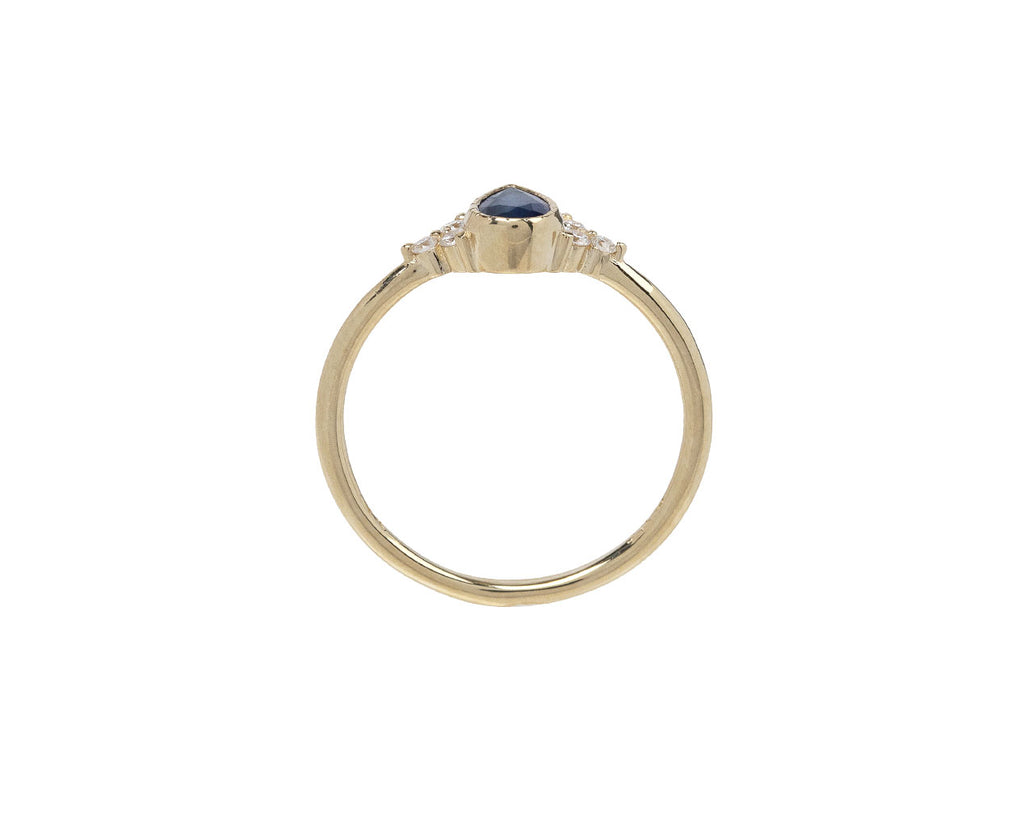 Jennie Kwon Pear Shaped Blue Sapphire and Diamond Cluster Ring Top View
