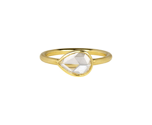 Mandrel Studio Pear Shaped Rose Cut Diamond Solitaire Ring