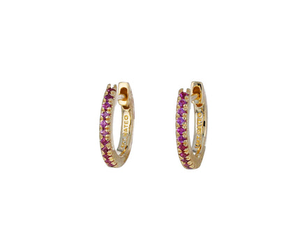 Pink Sapphire Huggie Hoop Earrings