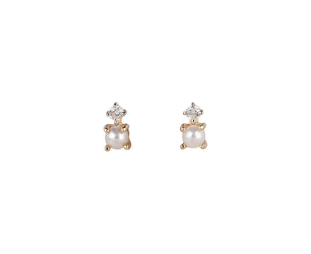 Mateo The Little Things Uni Pearl and Diamond Stud Earrings