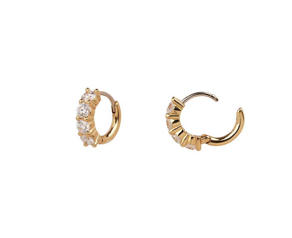 Melissa Kaye Diamond Sadie Huggie Hoop Earrings Side Open