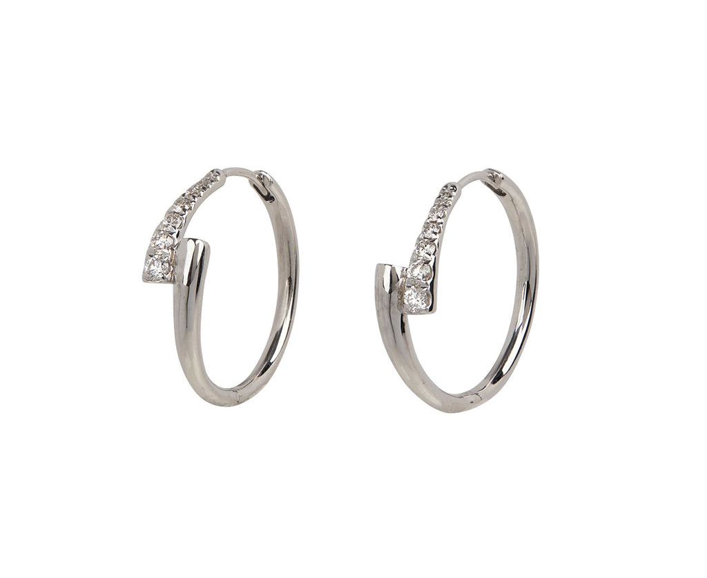 White Gold Half Diamond Lola Hoop Earrings - TWISTonline