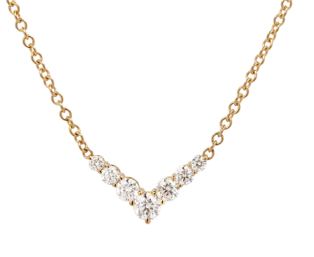 Melissa Kaye Mini Aria V Diamond Pendant Necklace Close Up