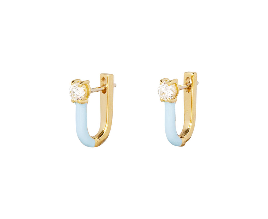Pastel Blue Enamel Diamond Aria U Hoop Earrings - TWISTonline