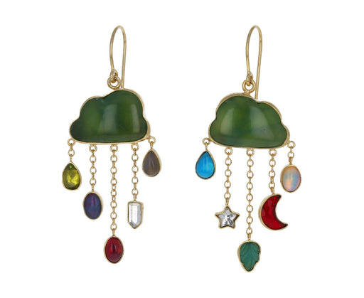 Chrysoprase Cloud and Rain Drop Earrings