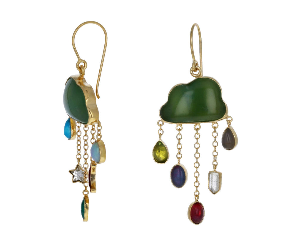 Chrysoprase Cloud and Rain Drop Earrings