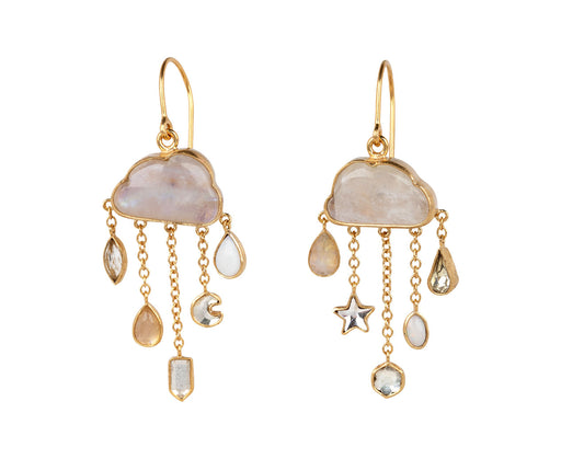 Grainne Morton Moonstone Cloud and Multi Gem Rain Drop Earrings