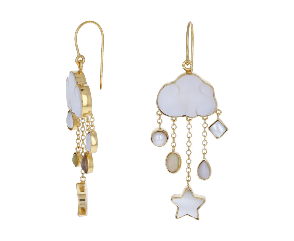 White Cloud and Rain Chain Drop Earrings