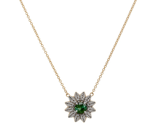 Nikolle Radi Green Tourmaline Flower Pendant Necklace