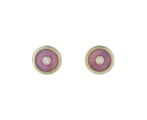 Pink Opal Diamond Mini Compass Studs