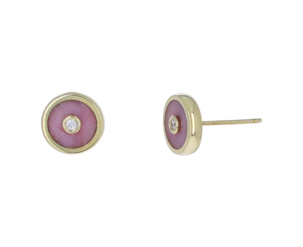 Pink Opal Diamond Mini Compass Studs
