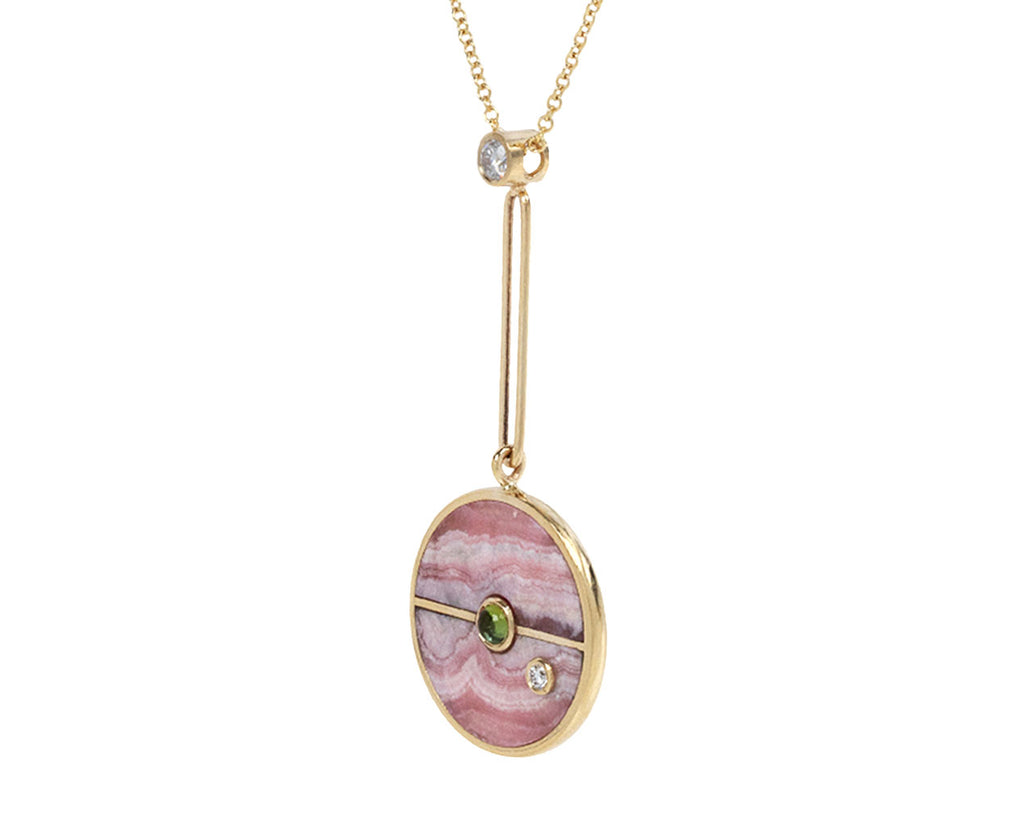 Retrouvai Rhodochrosite and Tourmaline Compass Necklace Side