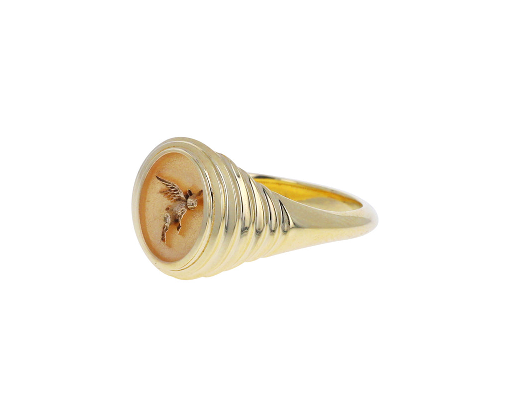 Tiered Flying Pig Fantasy Signet Ring