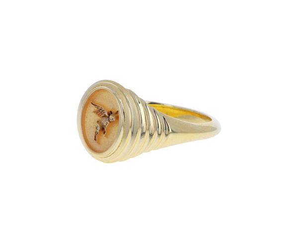 Tiered Flying Pig Fantasy Signet Ring