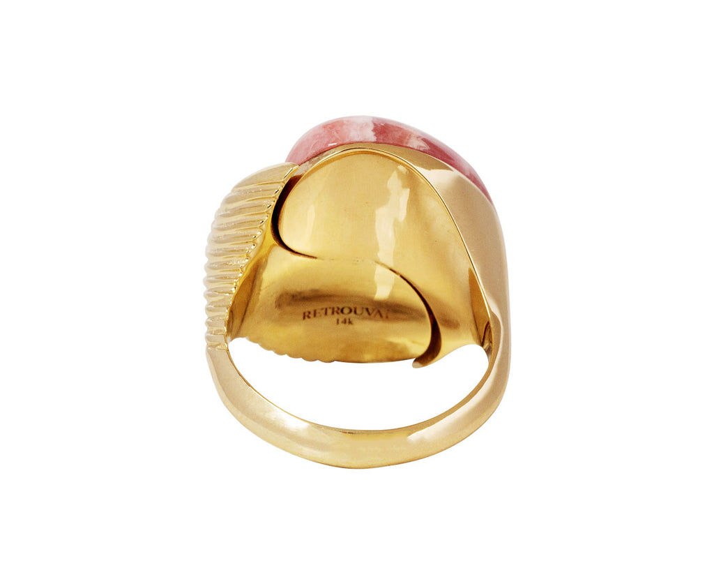 Rhodochrosite and Diamond Yin Yang Ring